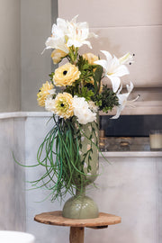 Sage Green vase + flowers