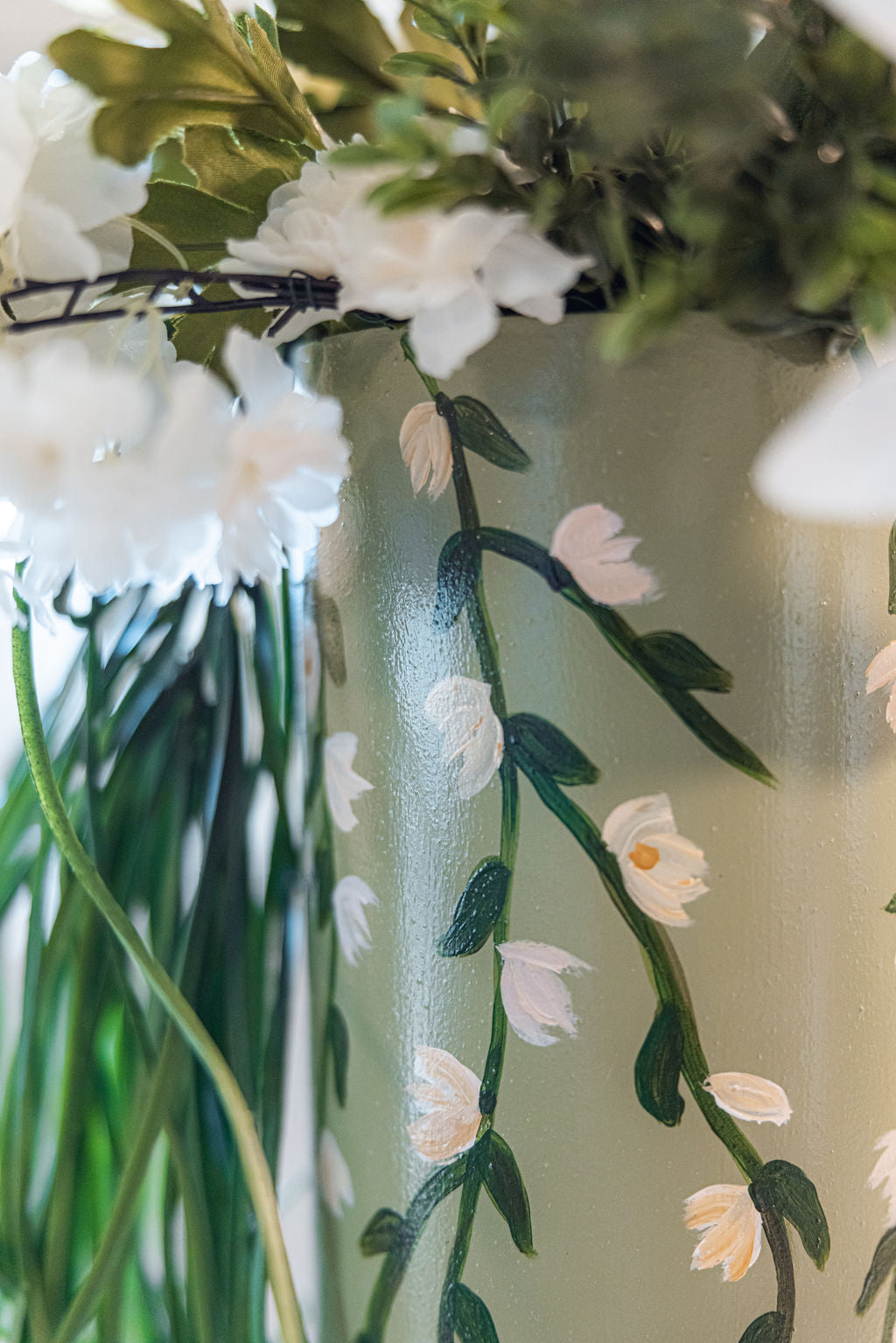 Sage Green vase + flowers