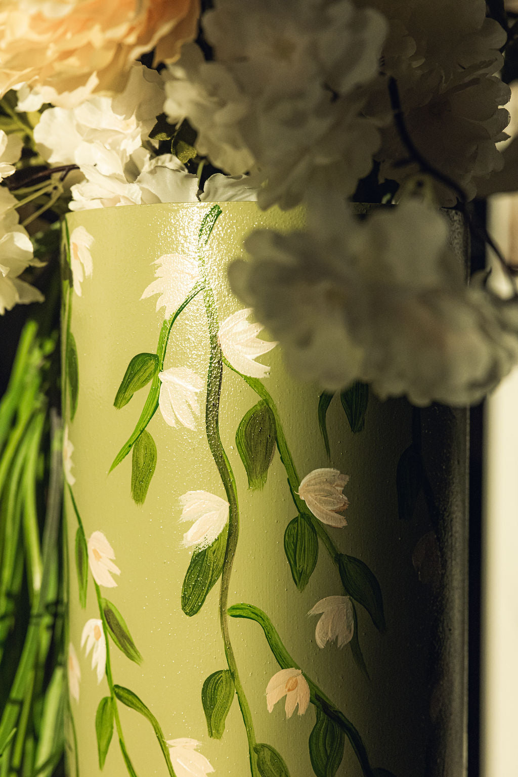 Sage Green vase + flowers