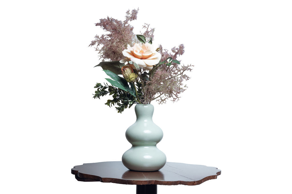 Green refined vase + flowers