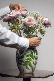 Soft Green vase + flowers