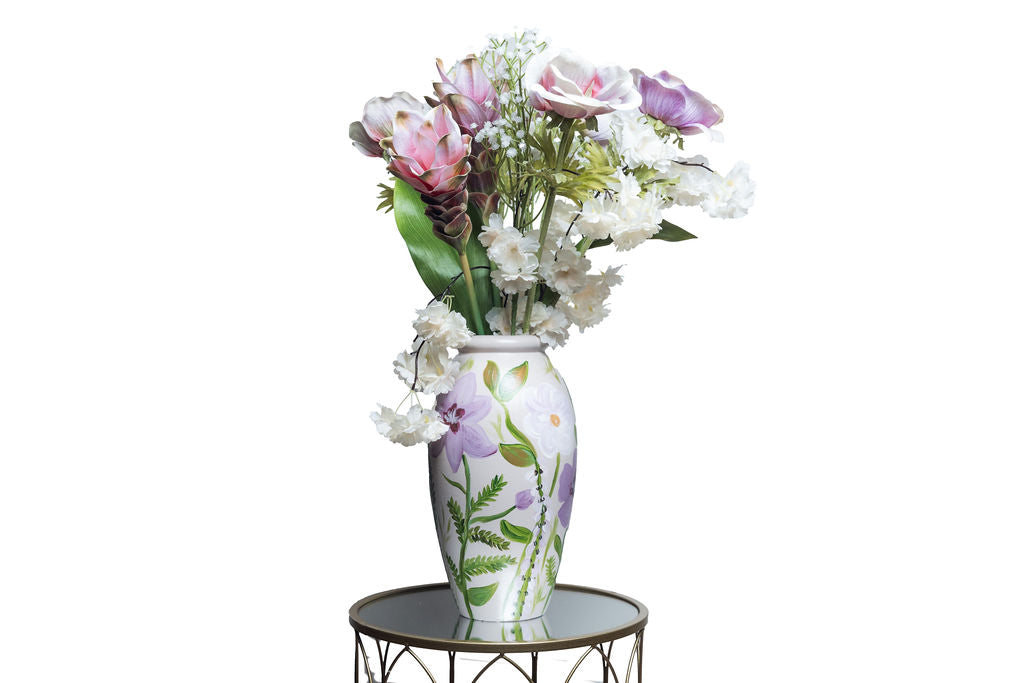 Blush pink vase + flowers