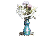 Blue floral vase + flowers