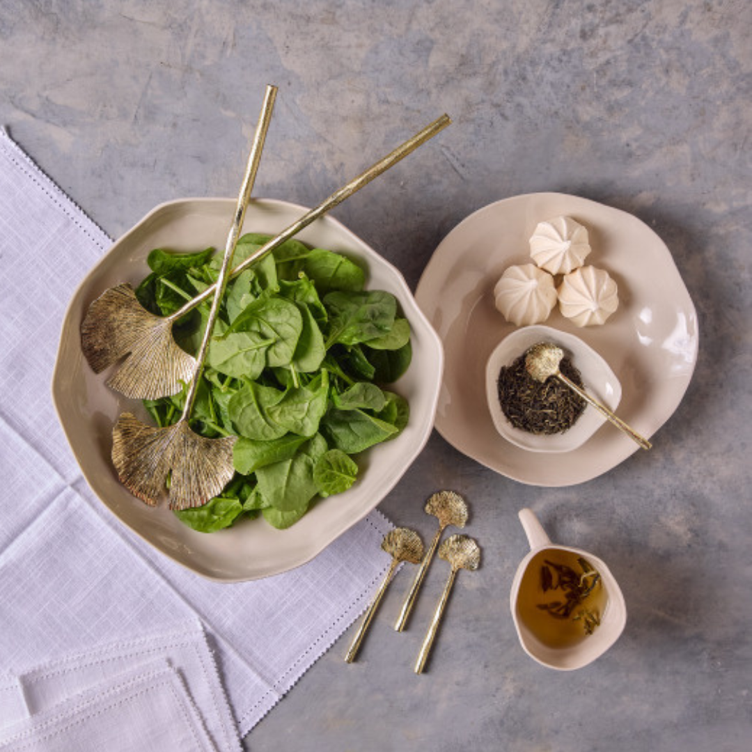 Gingko Mini Spoons, Gold, Set of 4