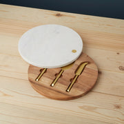 Garnet Swivel Board and Cheese Set