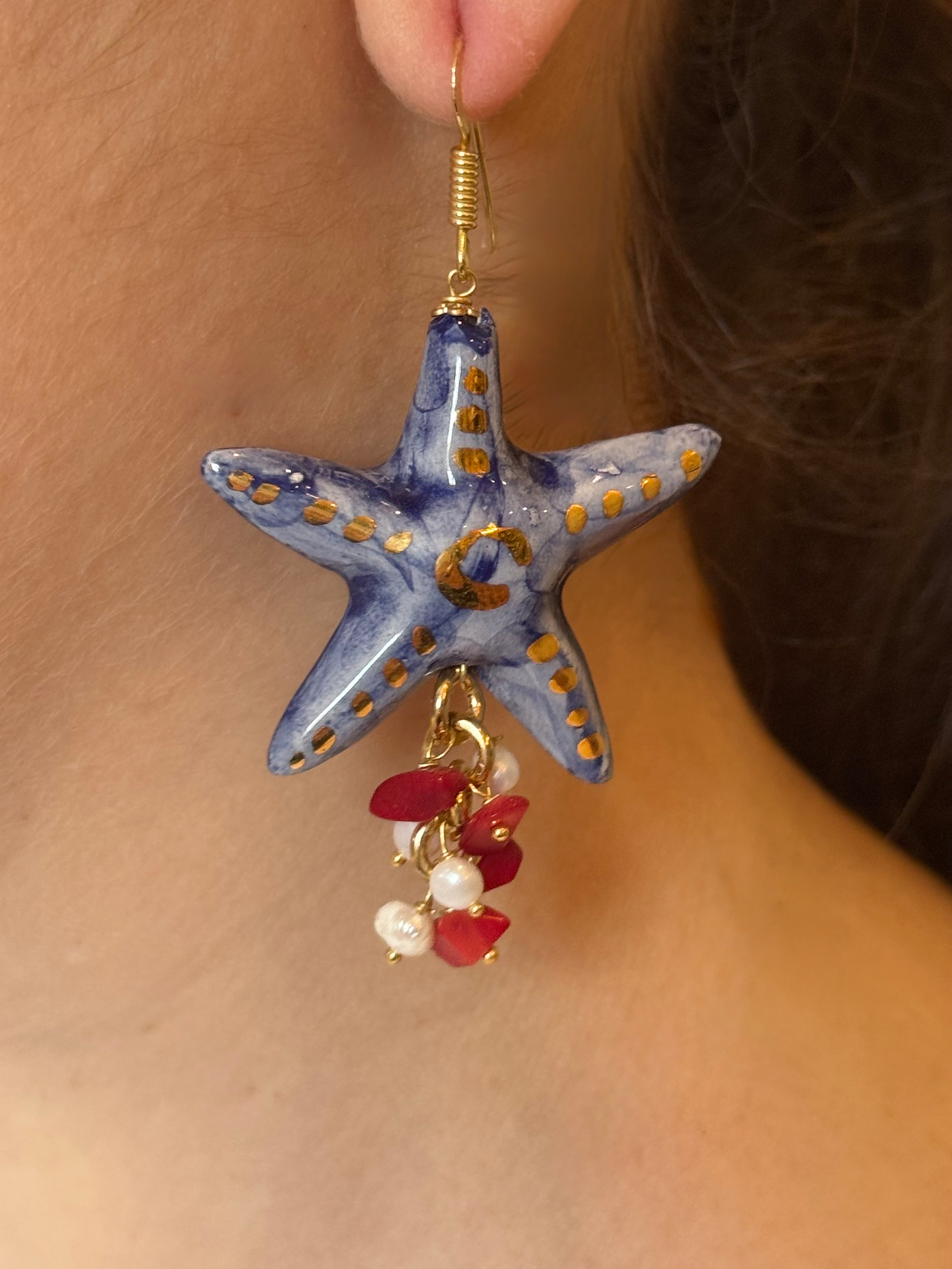 Blue Starfish Earrings