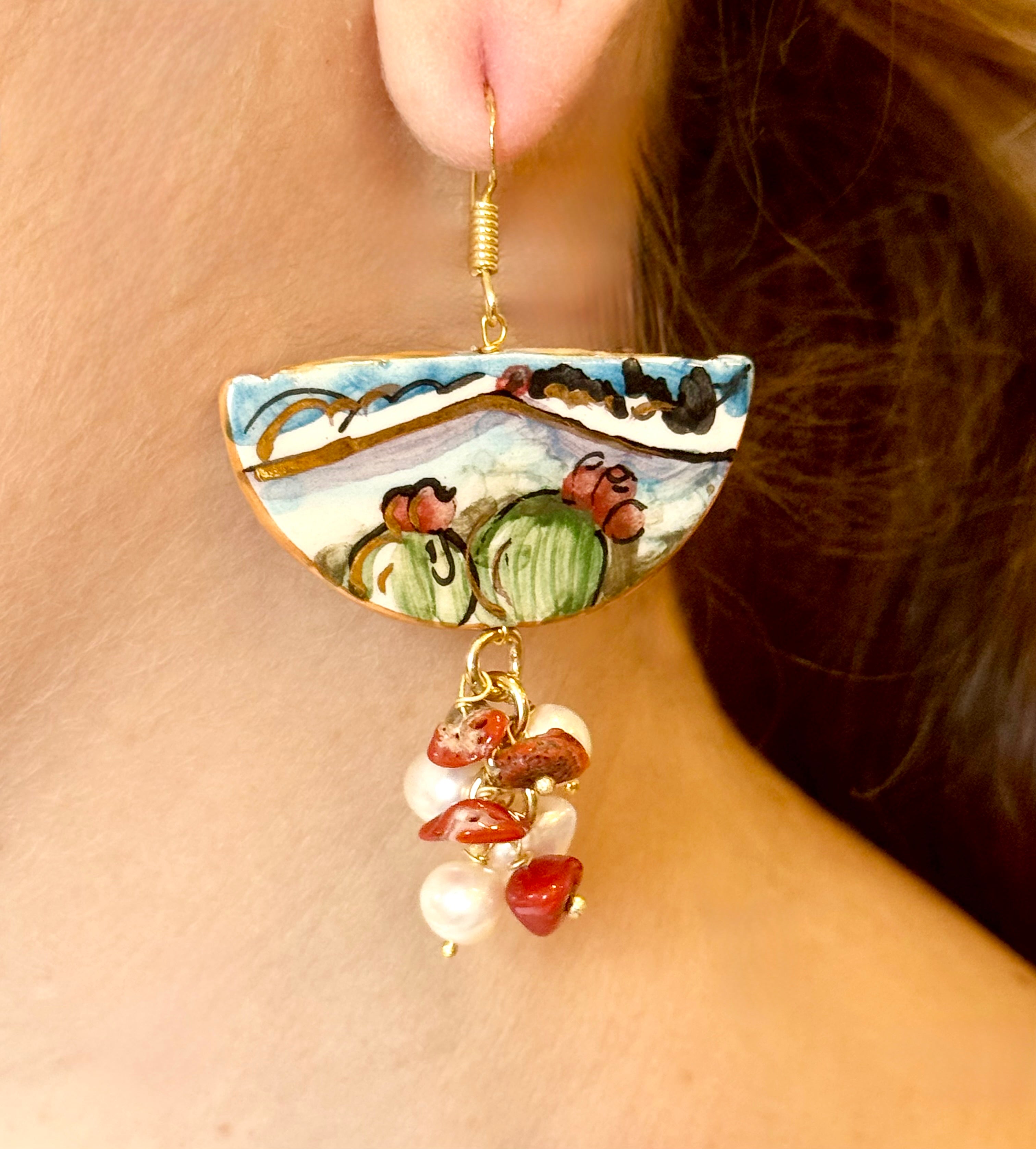 Landscape and lemon earrings