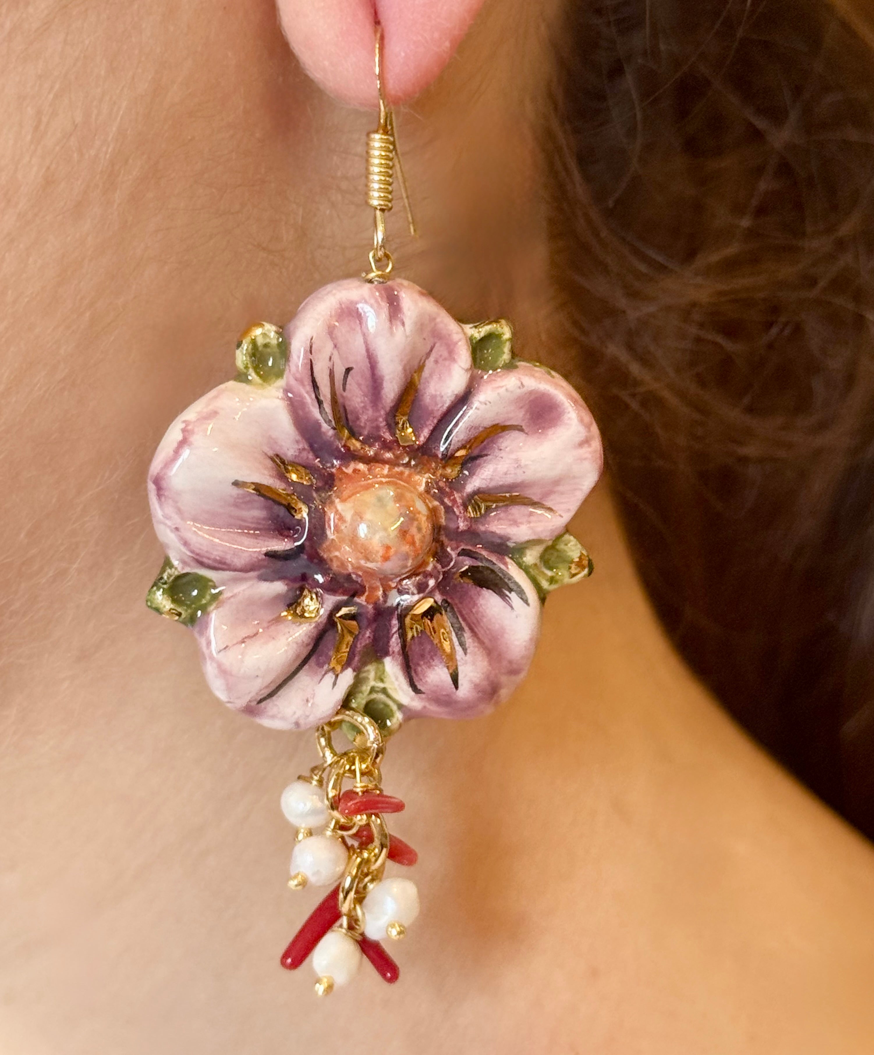 Pink Flower Earrings