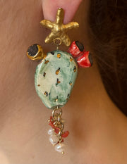 Cactus and gold starfish Earrings