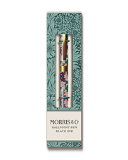 William Morris refillable ball point gift pen, pink and green