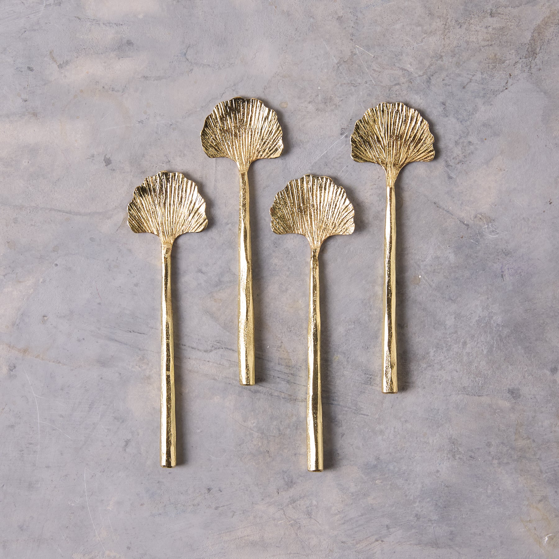Gingko Mini Spoons, Gold, Set of 4
