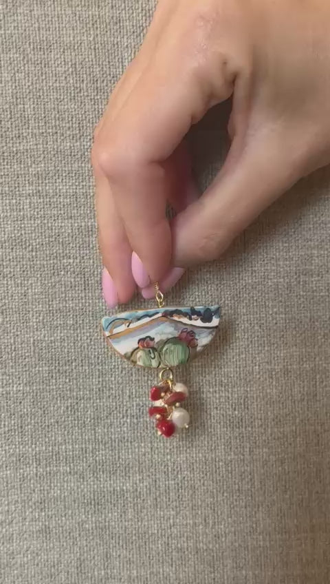 Load video: Landscape and lemon earrings